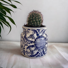 Cargar imagen en el visor de la galería, Maceta Lechero chica Azul con blanco