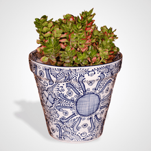 Cargar imagen en el visor de la galería, Maceta Lisa 24 cm Azul con Blanco