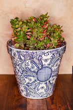 Cargar imagen en el visor de la galería, Maceta Lisa 24 cm Azul con Blanco